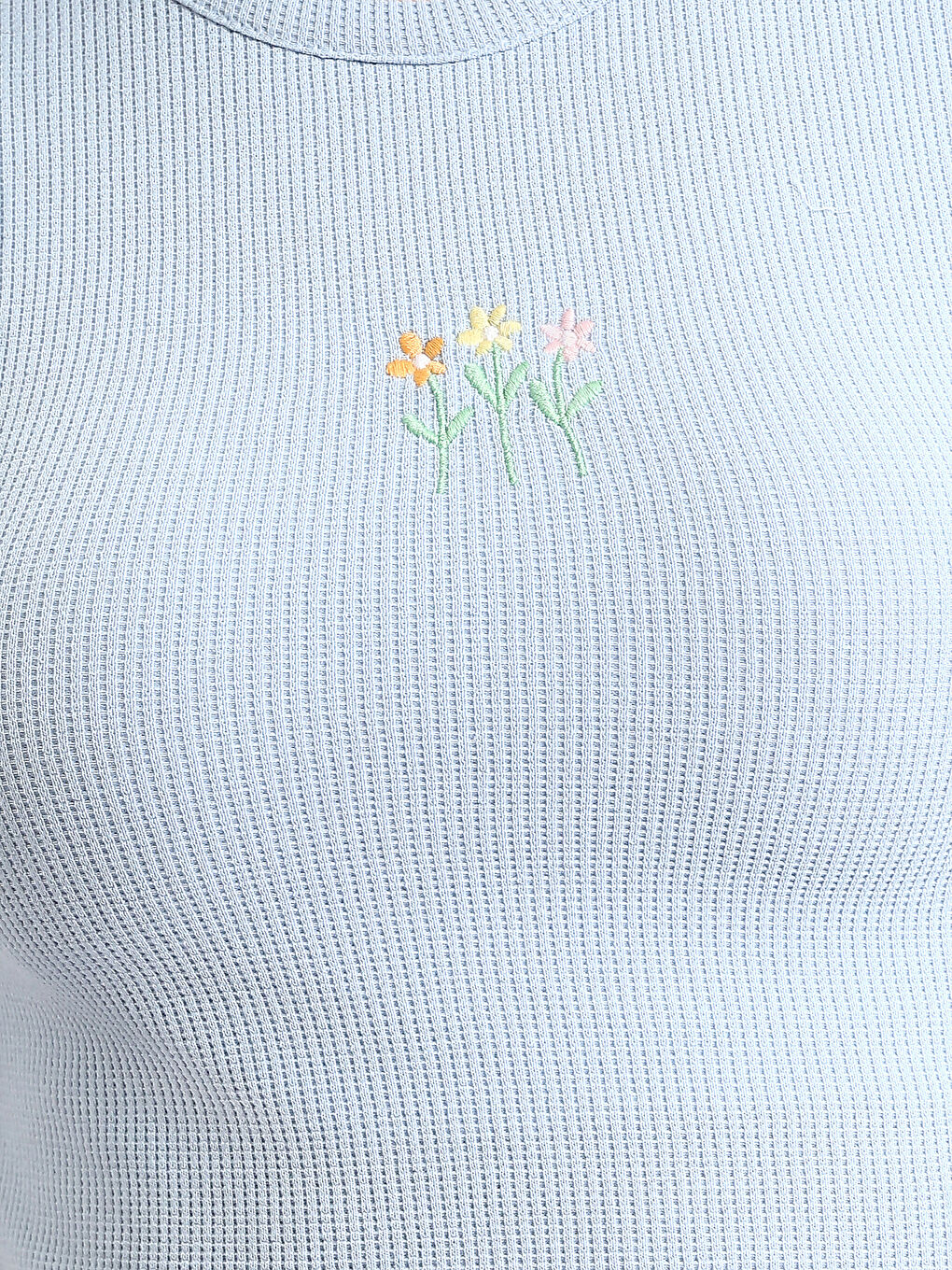 T-shirt à Manches Courtes Brodé à Col Rond pour Femmes-5