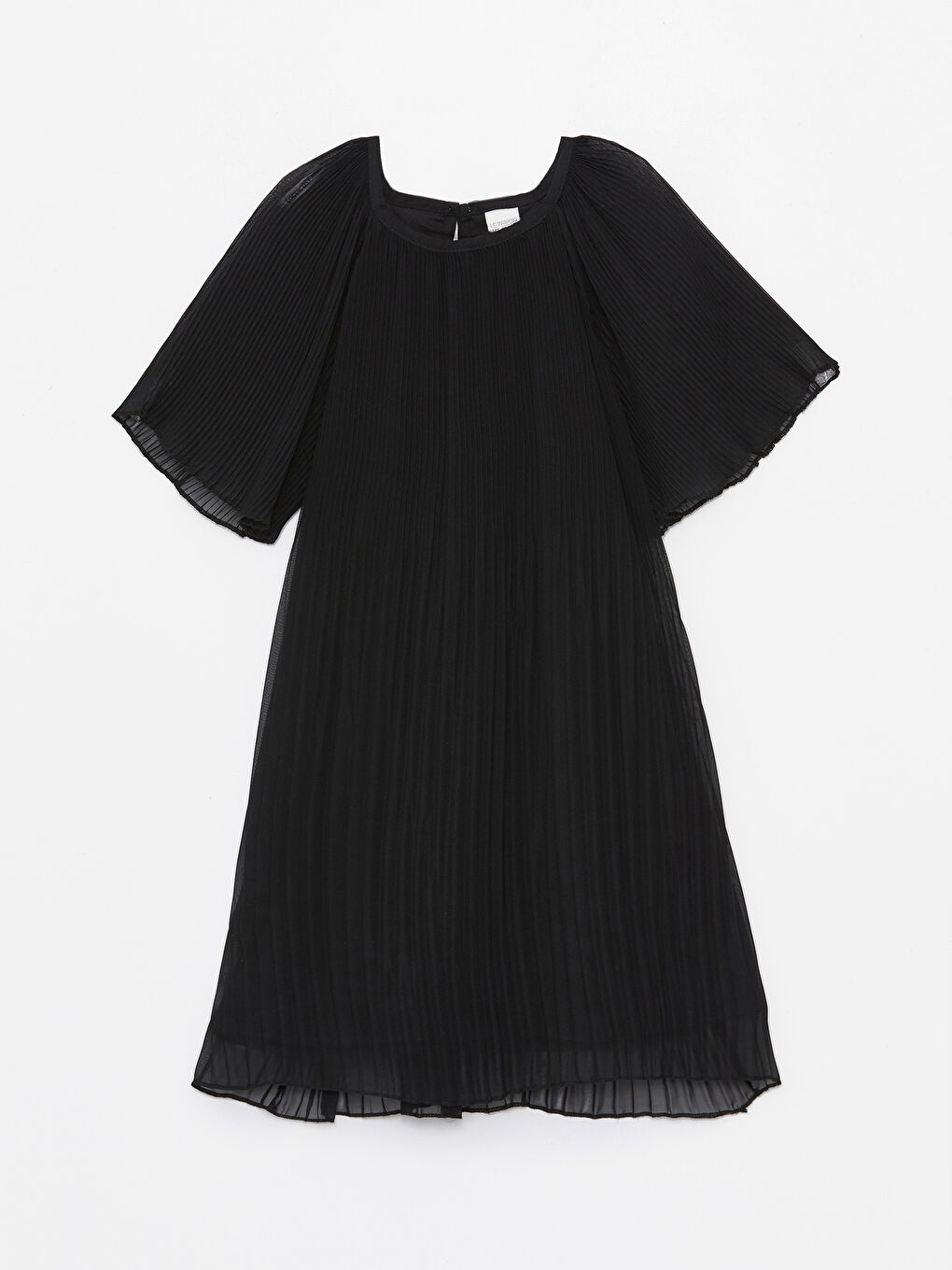 Siyah Bisiklet Yaka Kız Çocuk Şifon Elbise