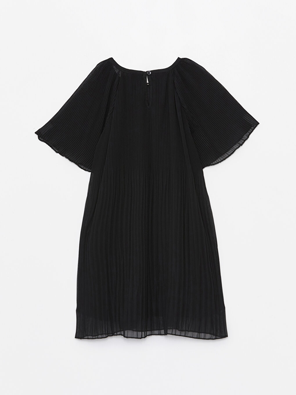 Siyah Bisiklet Yaka Kız Çocuk Şifon Elbise-1