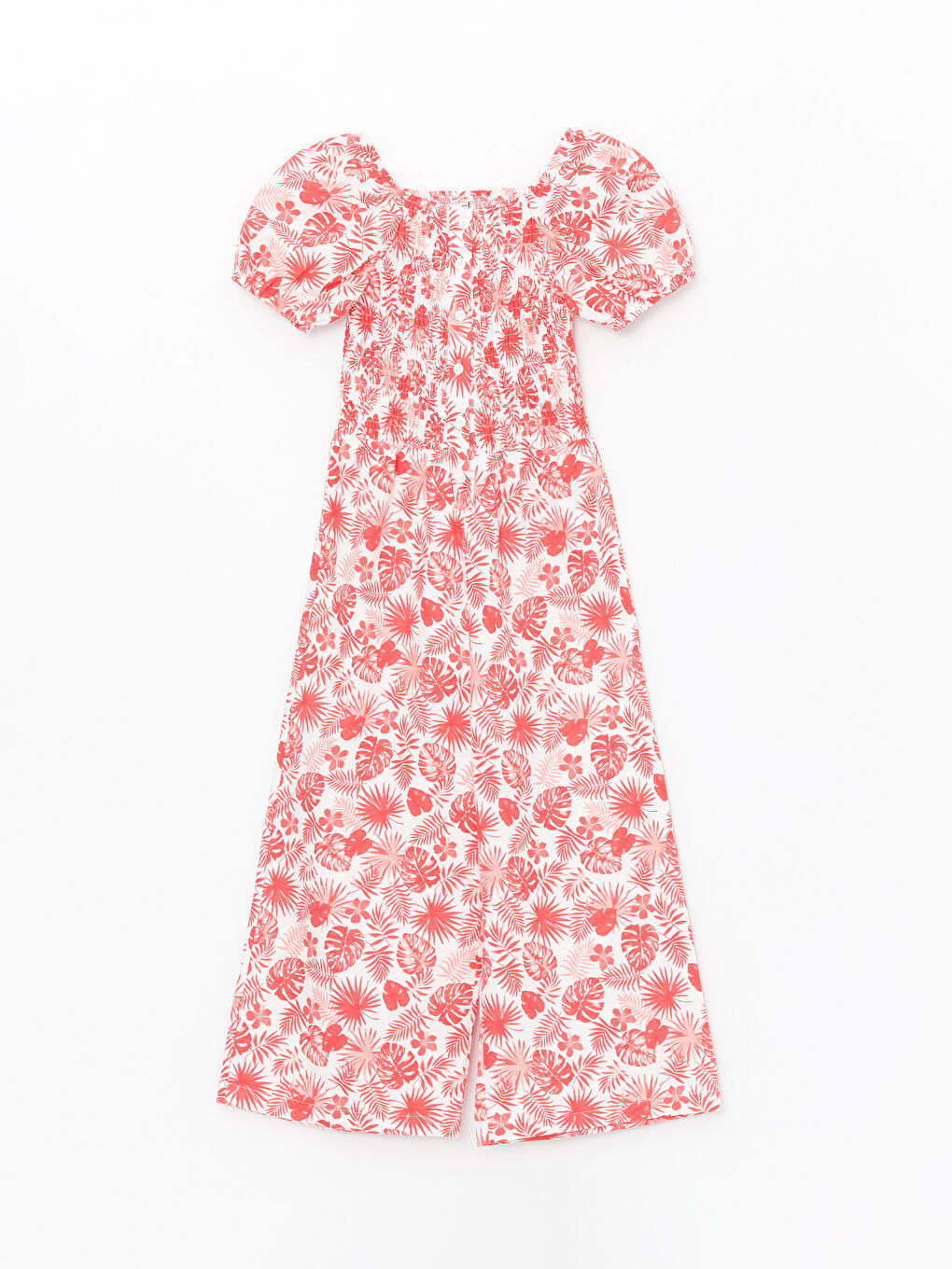 Square Collar Floral Girl's Jumpsuit -S47671Z4-LT4