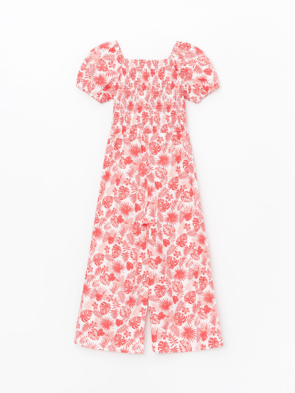 Square Collar Floral Girl's Jumpsuit -S47671Z4-LT4
