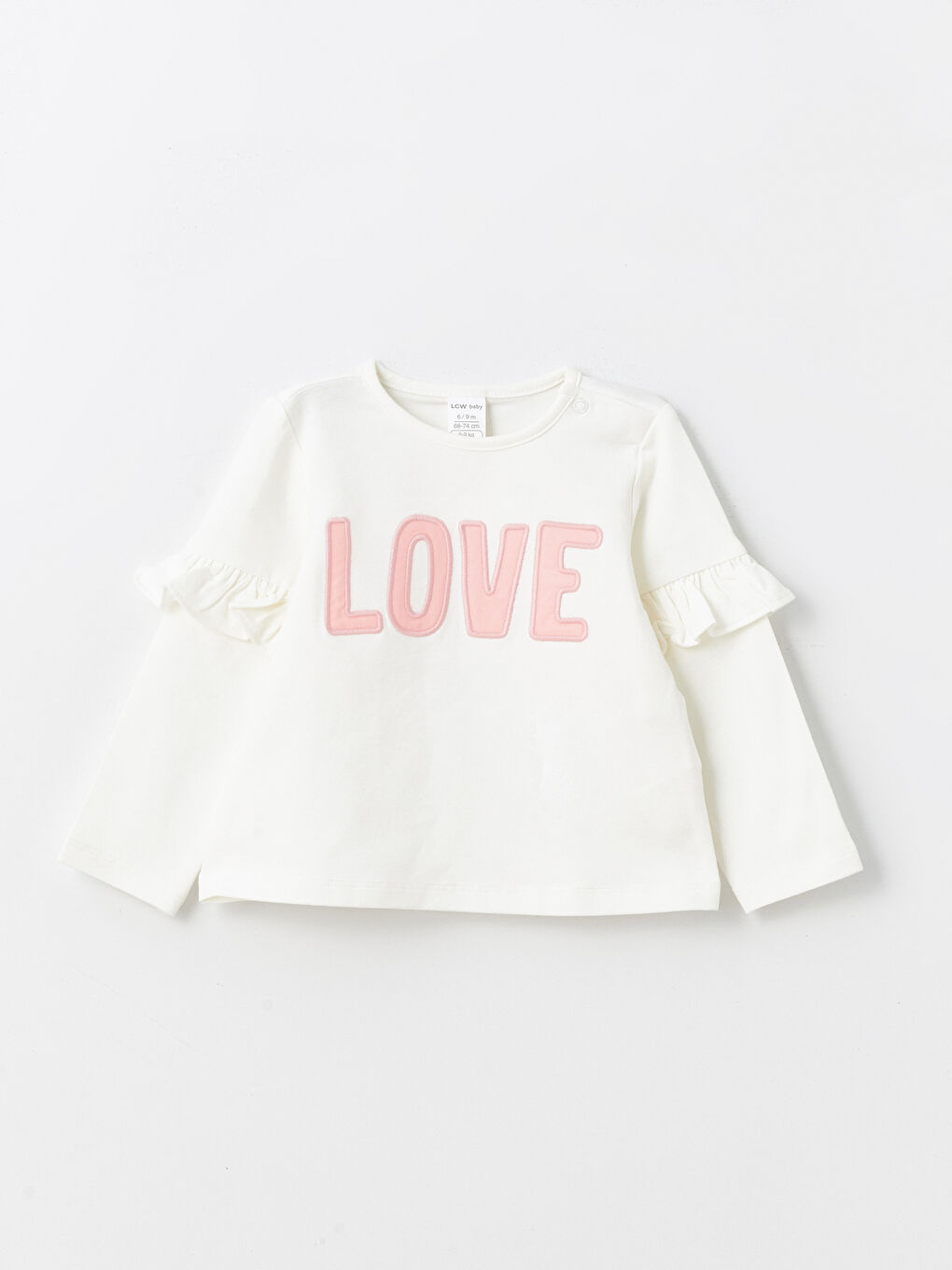 Ekru Bisiklet Yaka Uzun Kollu Baskılı Kız Bebek Bluz 2'li