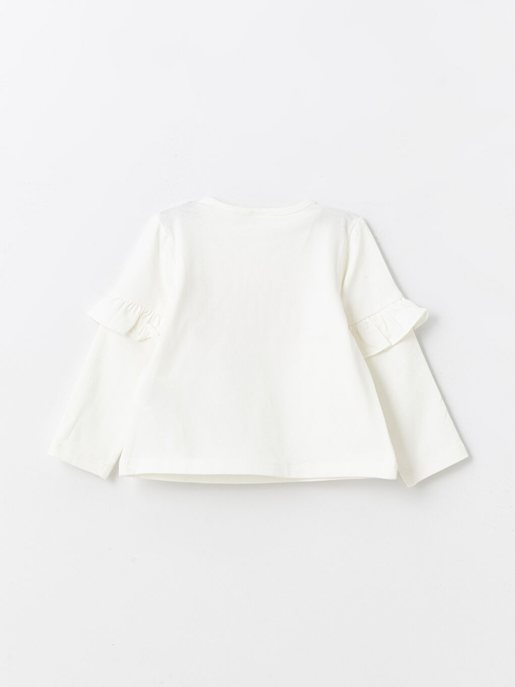 Ekru Bisiklet Yaka Uzun Kollu Baskılı Kız Bebek Bluz 2'li-2