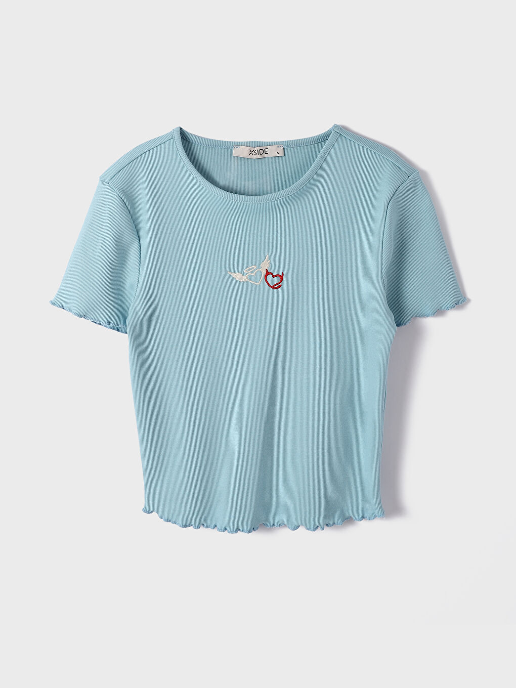 Crew Neck Embroidered Short Sleeve Crop Women's T-Shirt