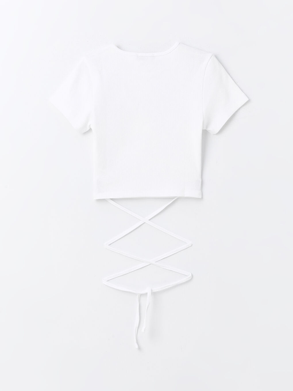 Crew Neck Plain Short Sleeve Women's Crop -S47685Z8-Q6K