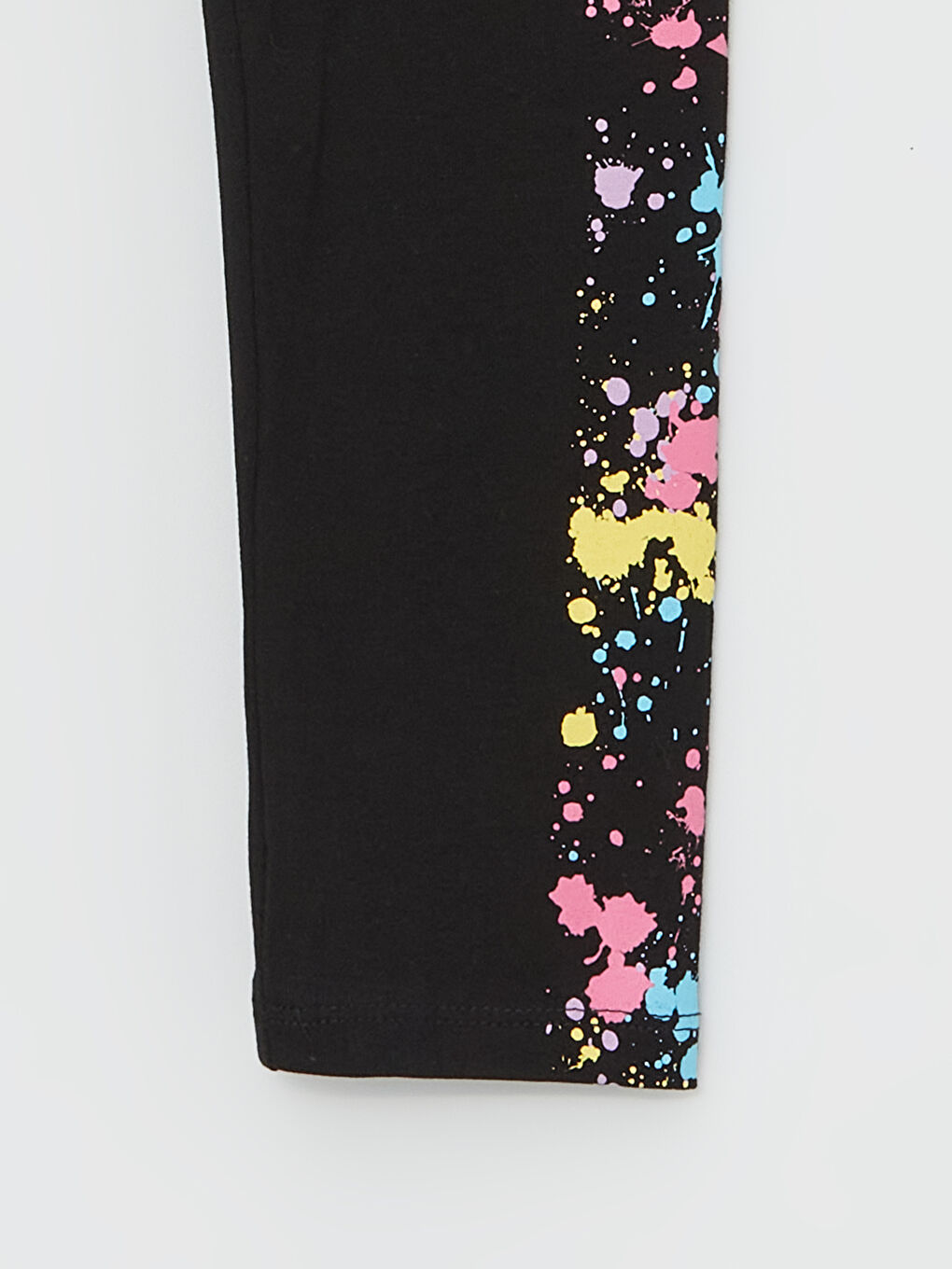 Siyah Beli Lastikli Baskılı Kız Çocuk Tayt-1
