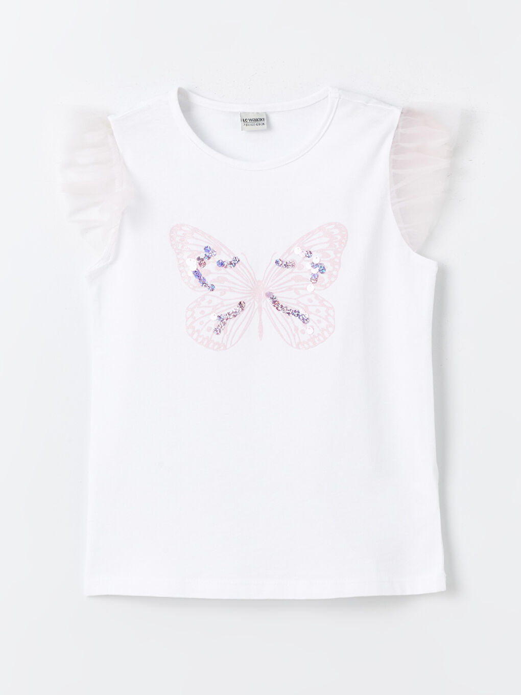 Crew Neck Sequins Embroidered Short Sleeve Girls T-Shirt -S47760Z4-Q6K