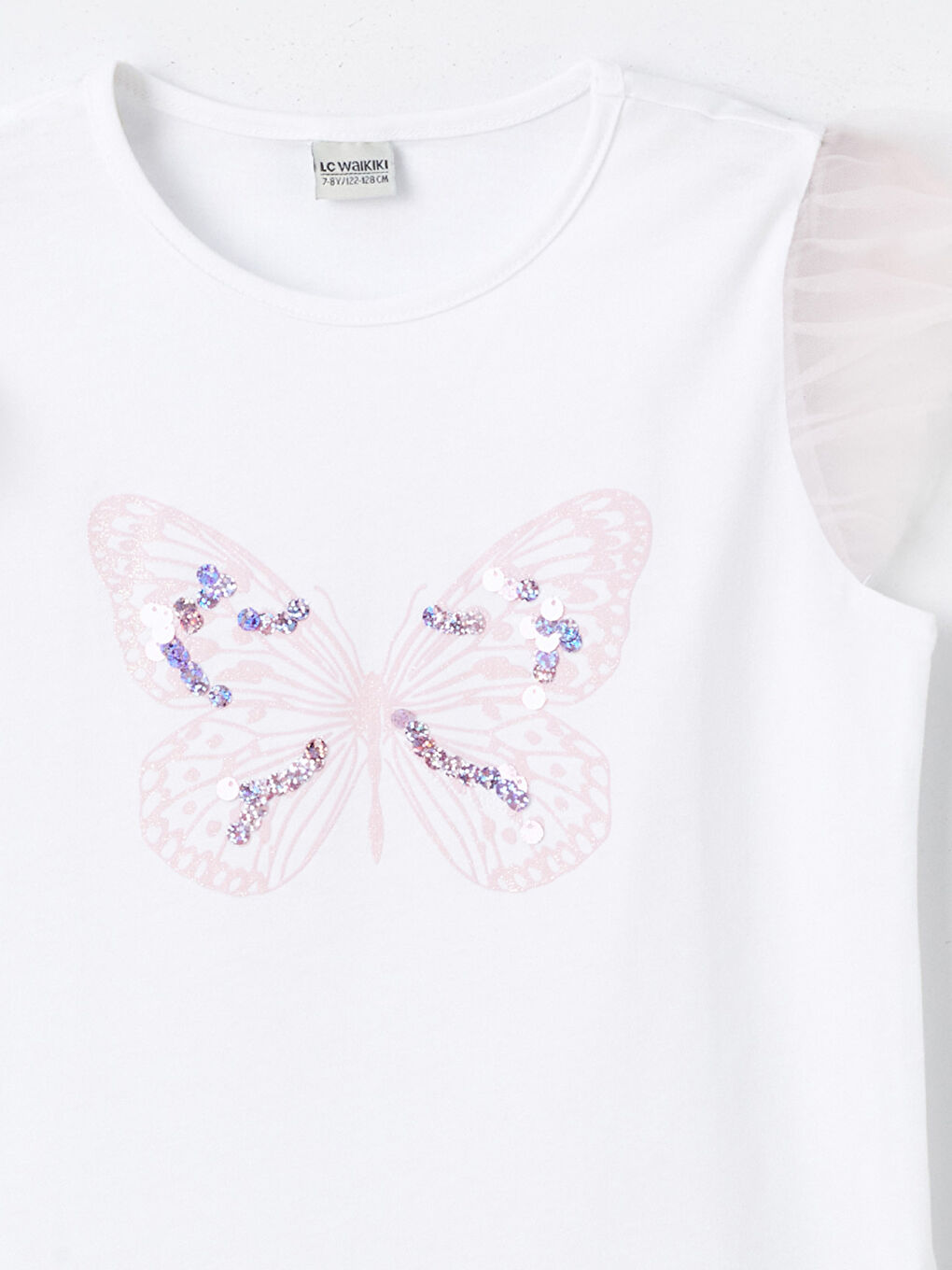 Crew Neck Sequins Embroidered Short Sleeve Girls T-Shirt -S47760Z4-Q6K