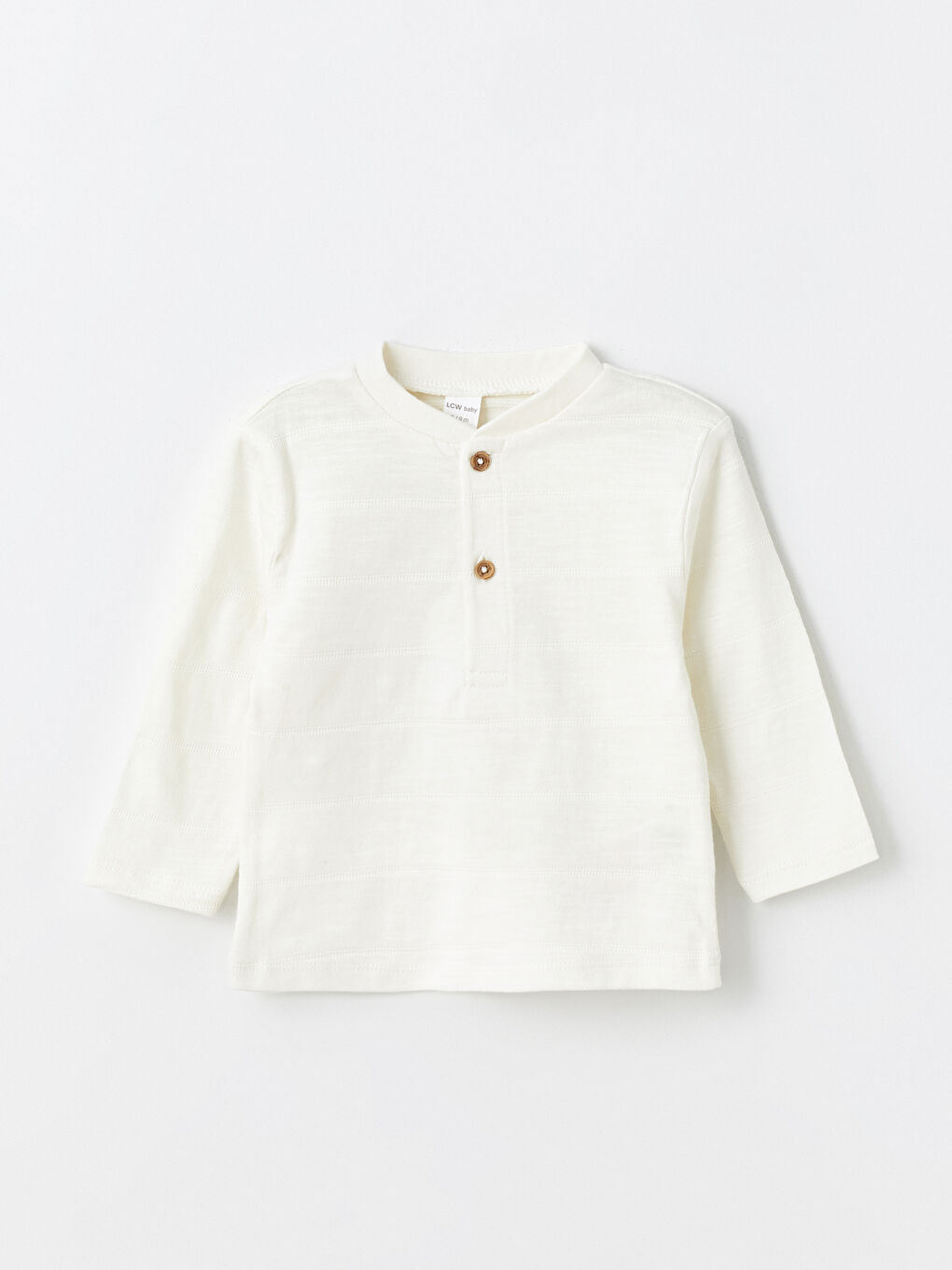 Ekru Bisiklet Yaka Uzun Kollu Basic Erkek Bebek Tişört