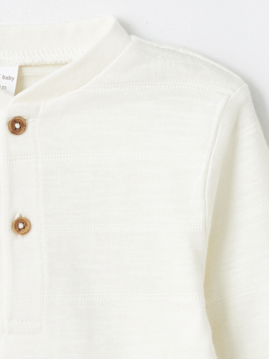 Ekru Bisiklet Yaka Uzun Kollu Basic Erkek Bebek Tişört-1