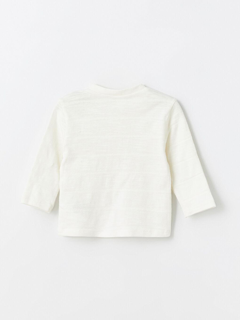 Ekru Bisiklet Yaka Uzun Kollu Basic Erkek Bebek Tişört-2