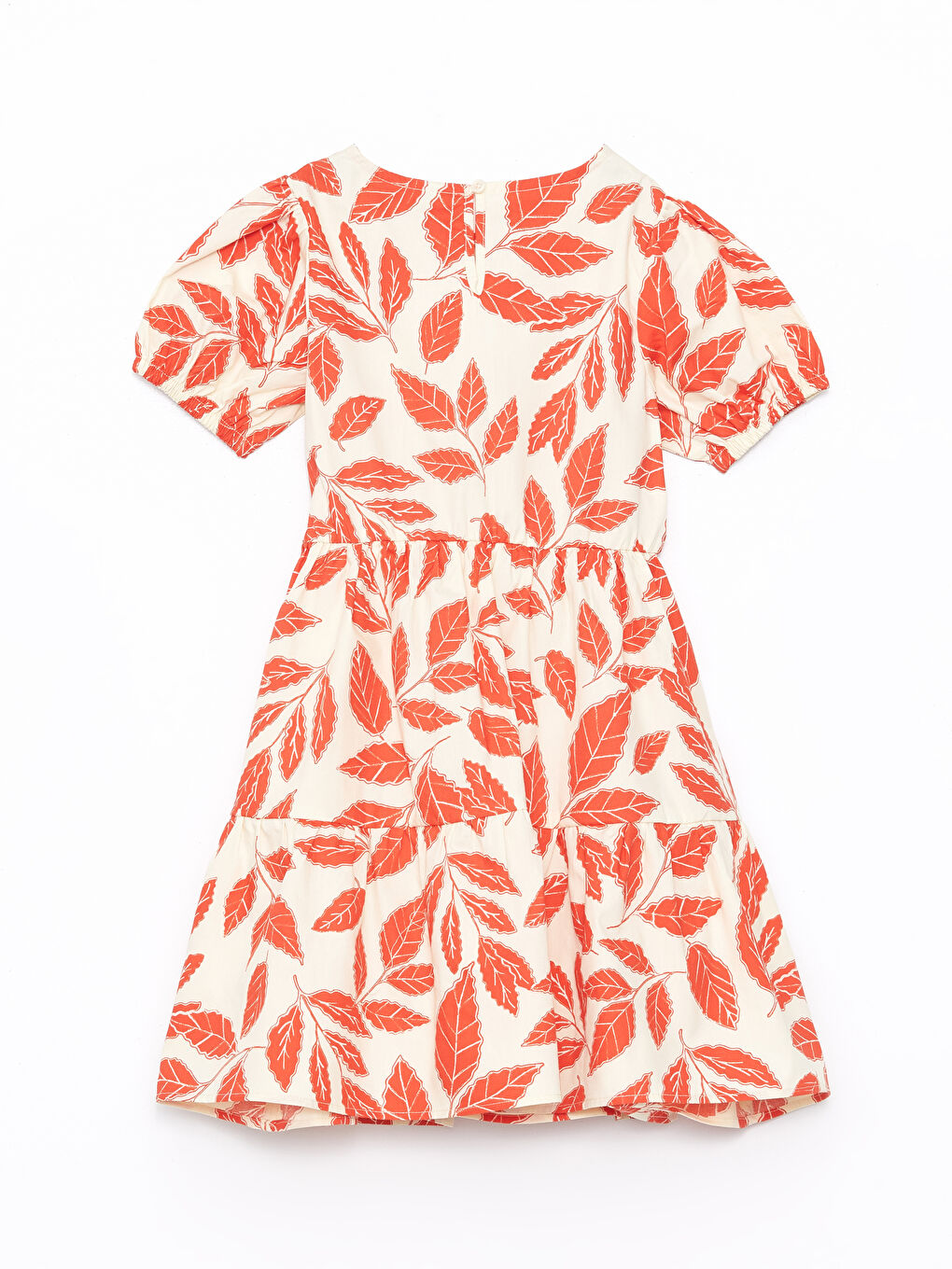 فستان للبنات بياقة دائرية وكم قصير-1