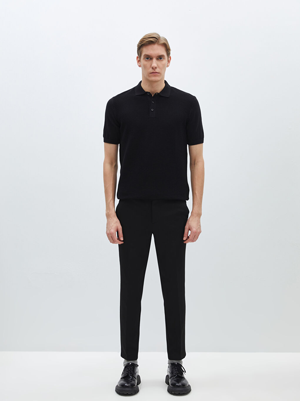 ерлерге арналған поло жағалы қысқа жең трикотаж жемпір-3