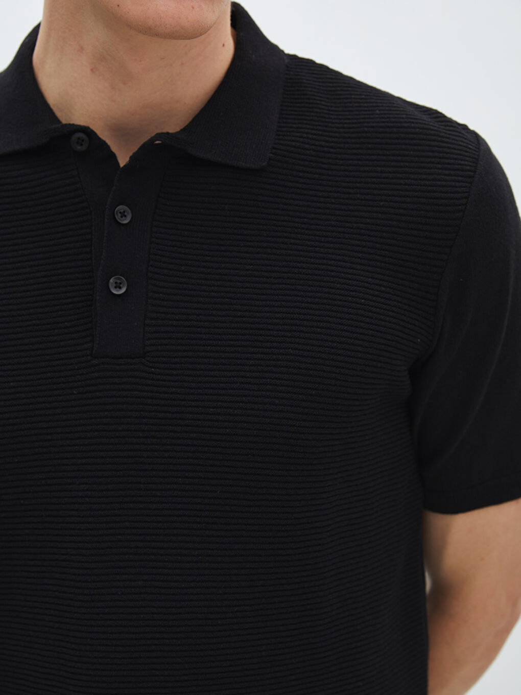 ерлерге арналған поло жағалы қысқа жең трикотаж жемпір-2