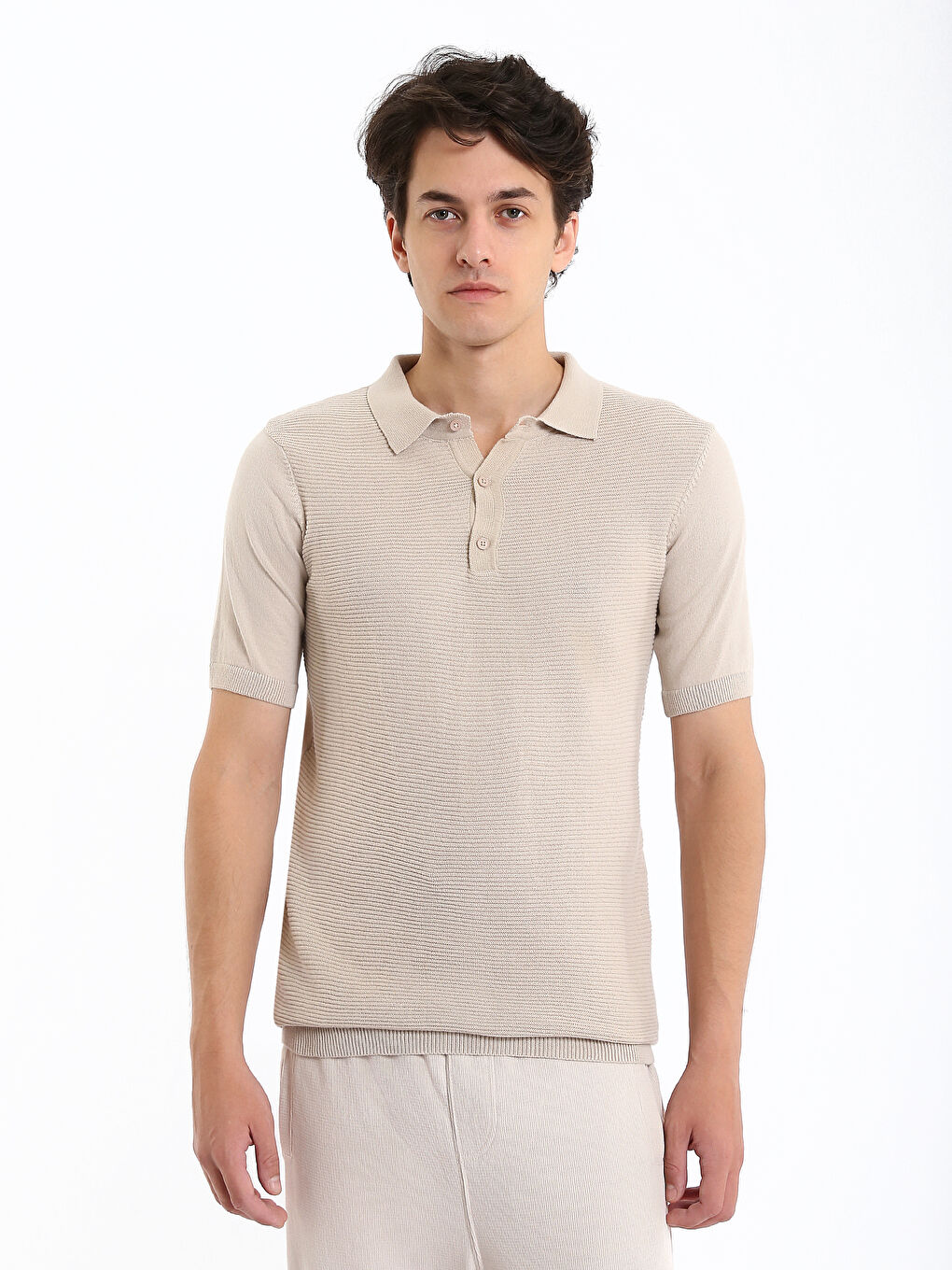 تريكو رجالي كول مدور كم قصير-1