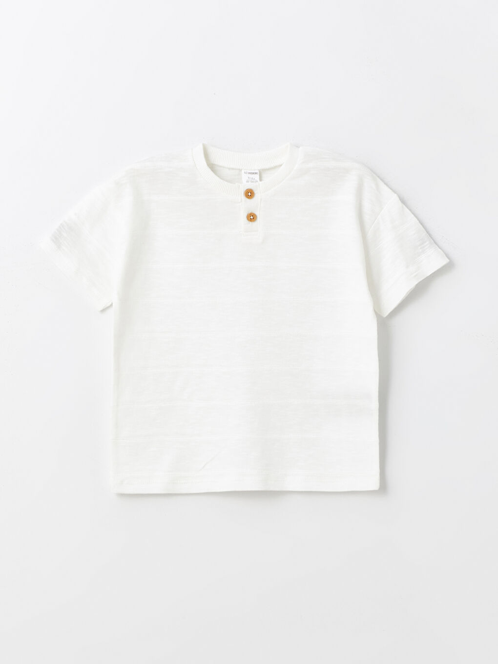 Ekru Bisiklet Yaka Basic Erkek Bebek Tişört