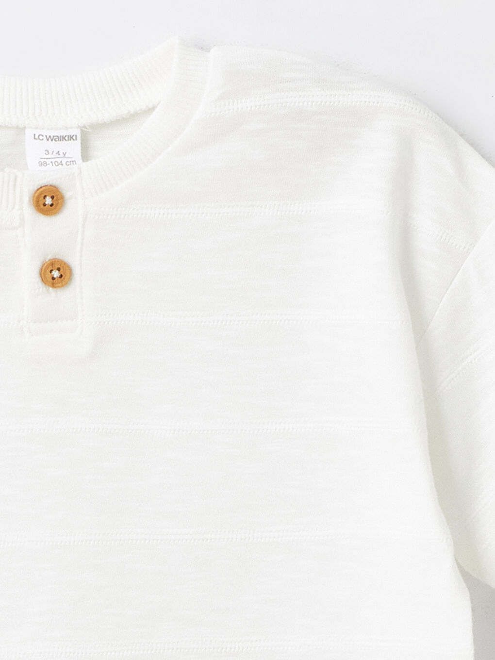 Ekru Bisiklet Yaka Basic Erkek Bebek Tişört-2