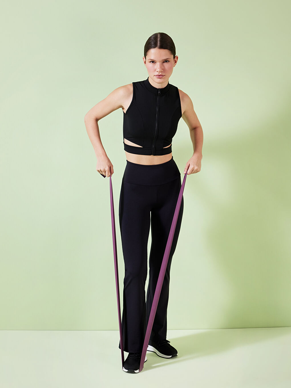 Elastic Waist Straight Flared Women's Leggings Trousers -S47866Z8-CVL