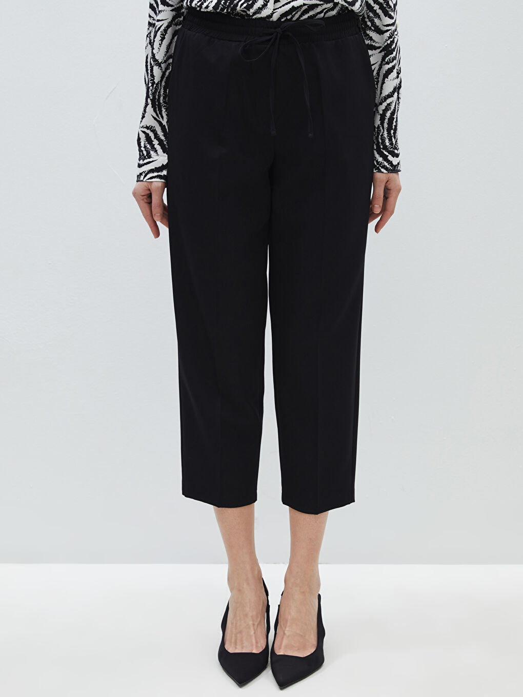 Elastic Waist Standard Fit Women's Trousers -S47882Z8-CVL