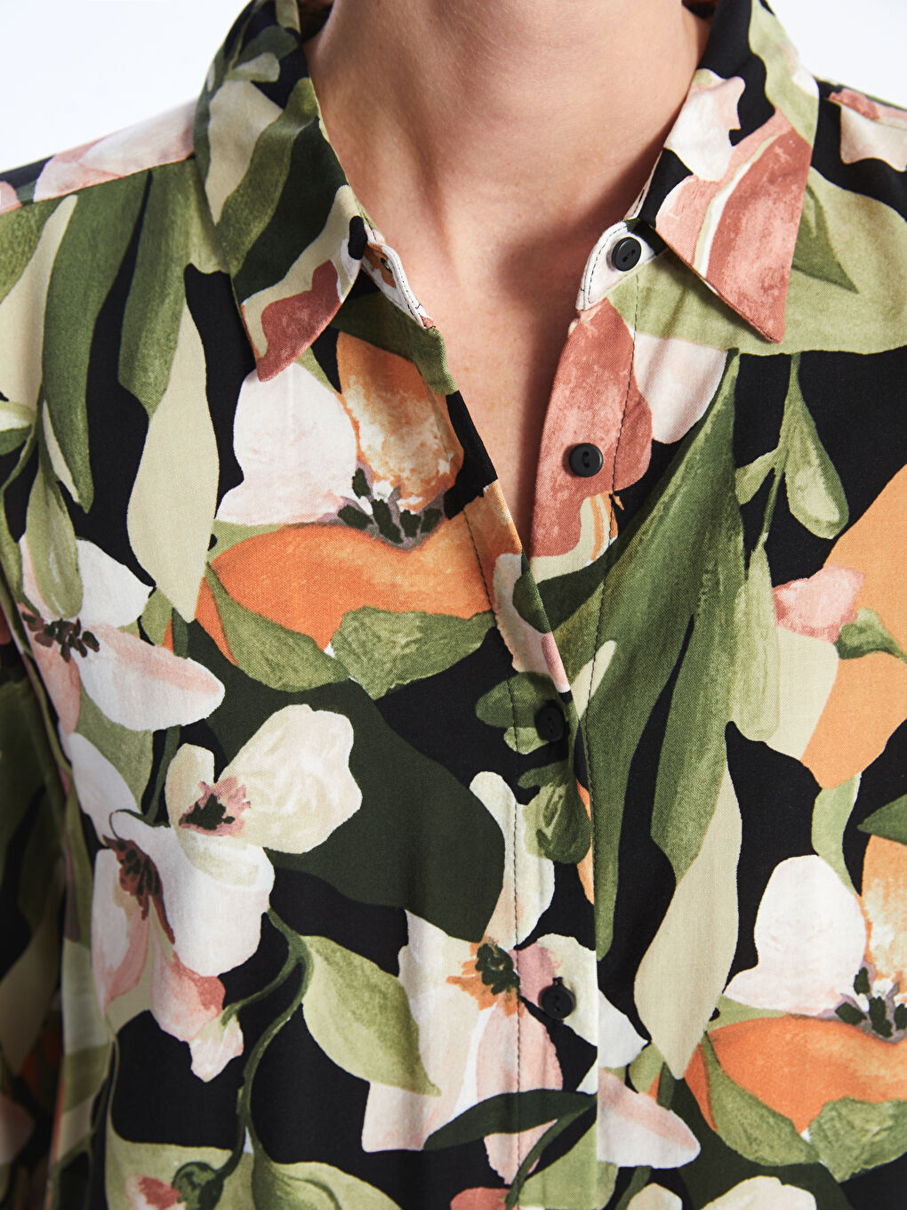 قميص تونيك منقوش كم طويل للسيدات-3