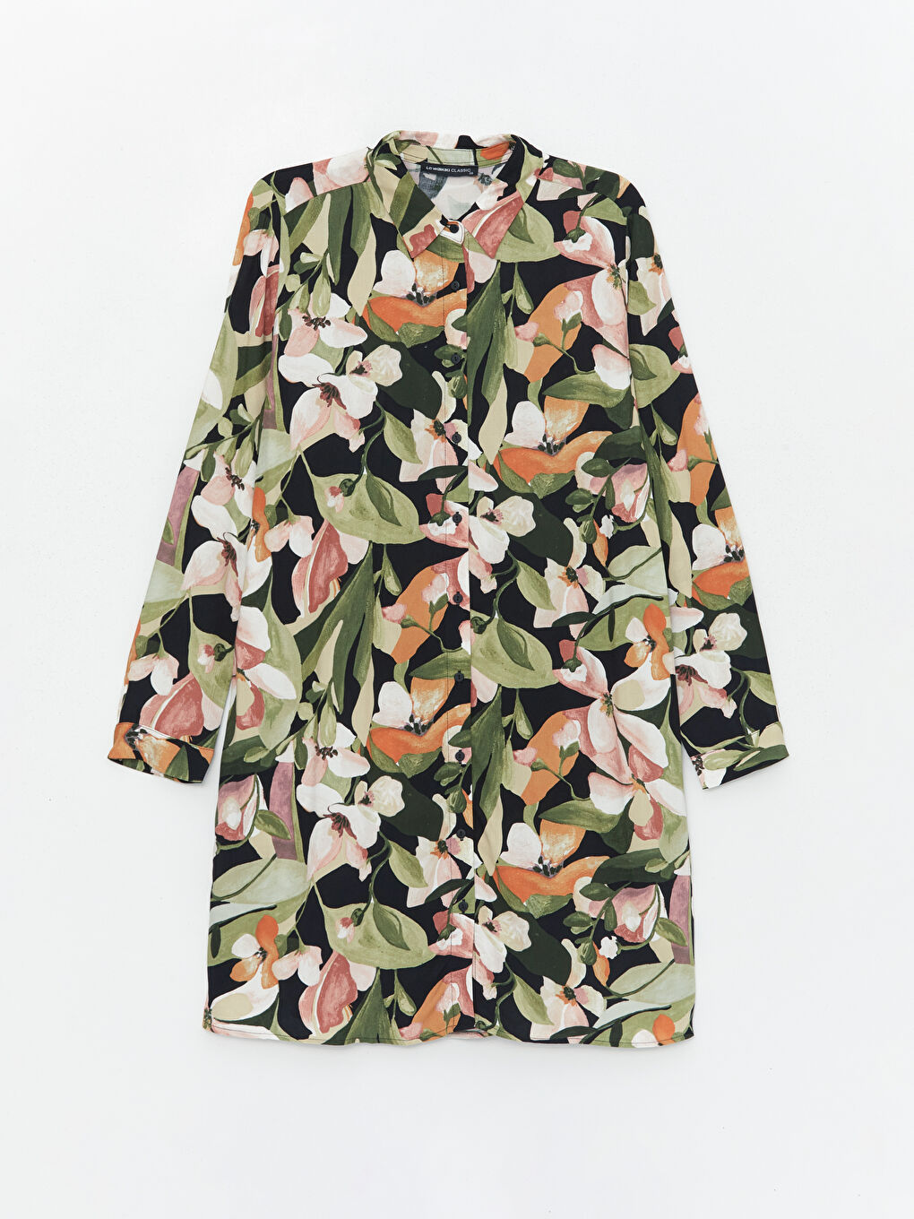 قميص تونيك منقوش كم طويل للسيدات-5