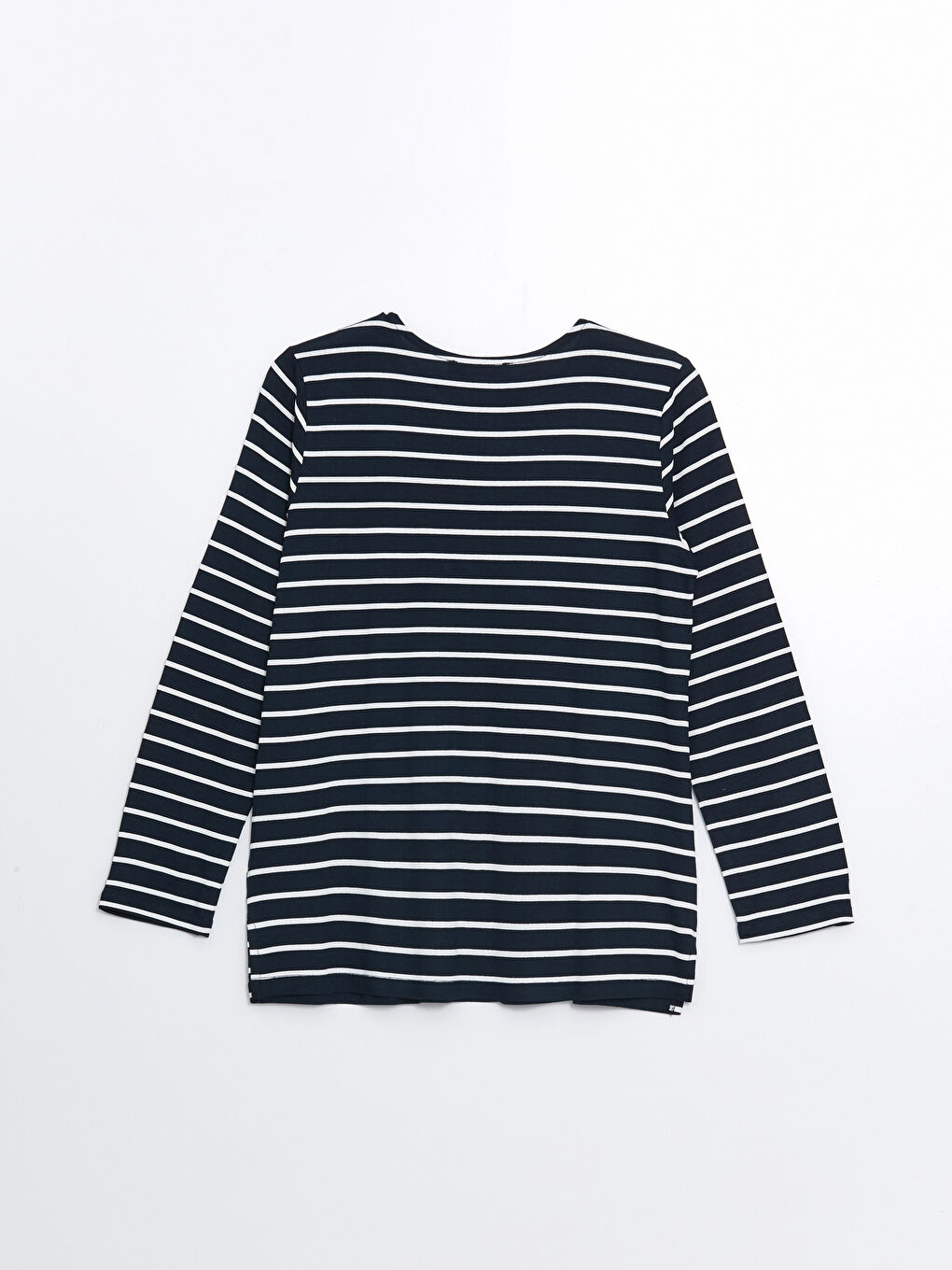 تي شيرت نساء بكم طويل مخطط بكول مدور-6