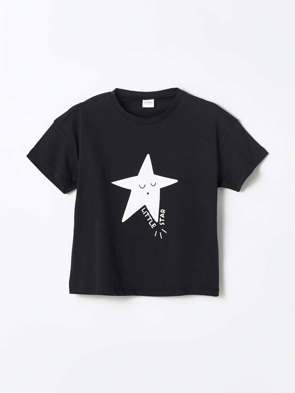 Siyah Bisiklet Yaka Kız Çocuk Pijama Üst