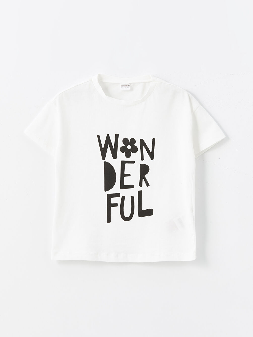 Ekru Bisiklet Yaka Baskılı Kız Çocuk Pijama Üst