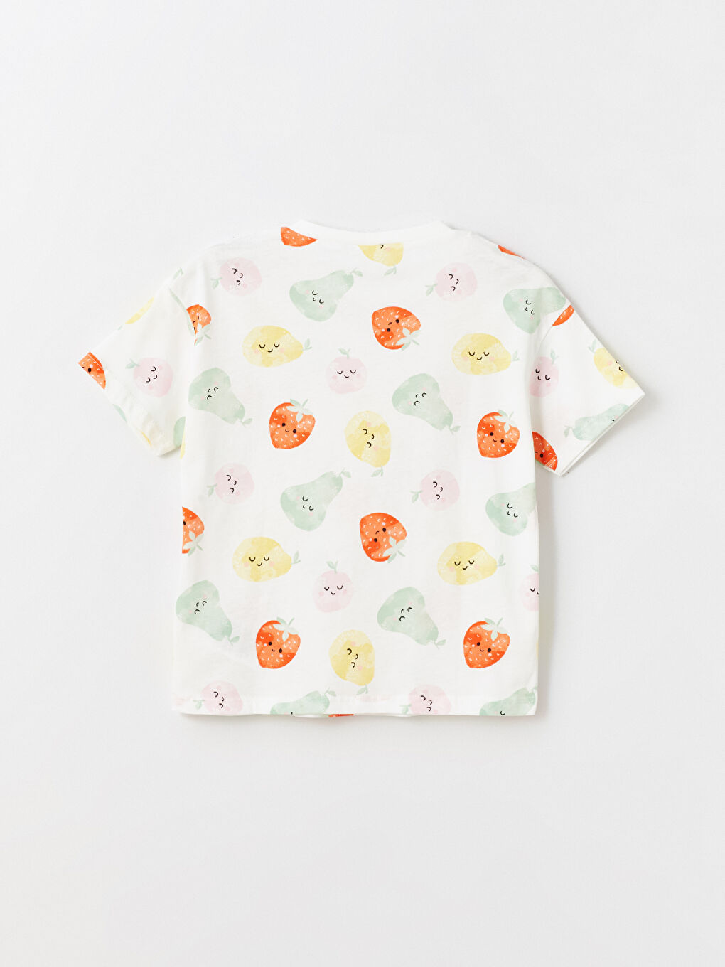 Ekru Bisiklet Yaka Baskılı Kız Çocuk Pijama Üst-2