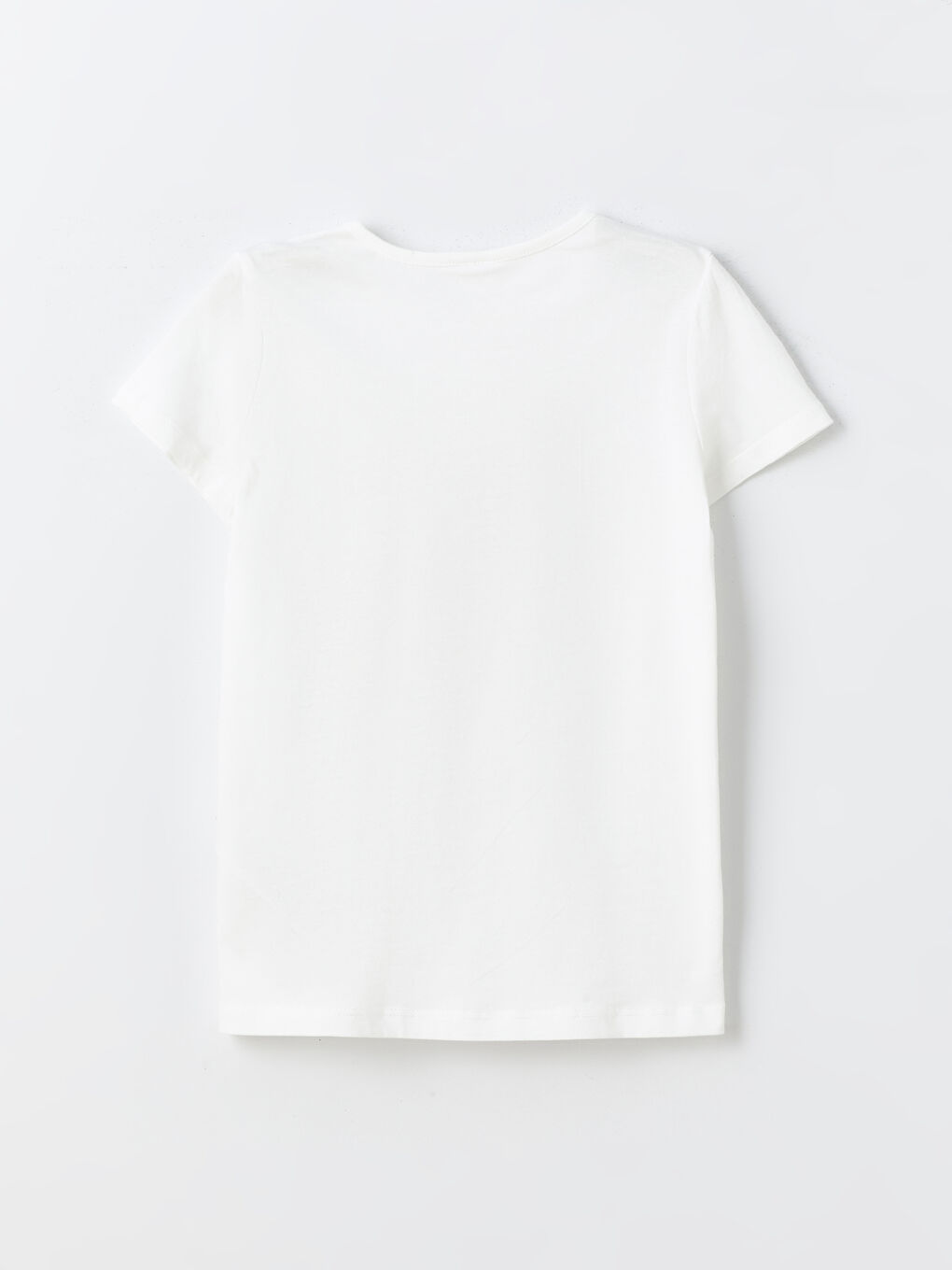 Ekru Bisiklet Yaka Kız Çocuk Pijama Üst-1