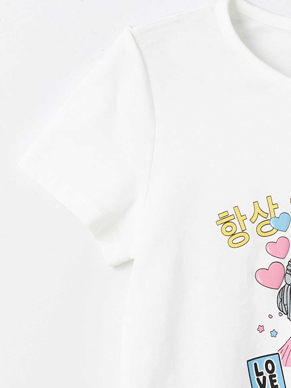 Ekru Bisiklet Yaka Kız Çocuk Pijama Üst-2