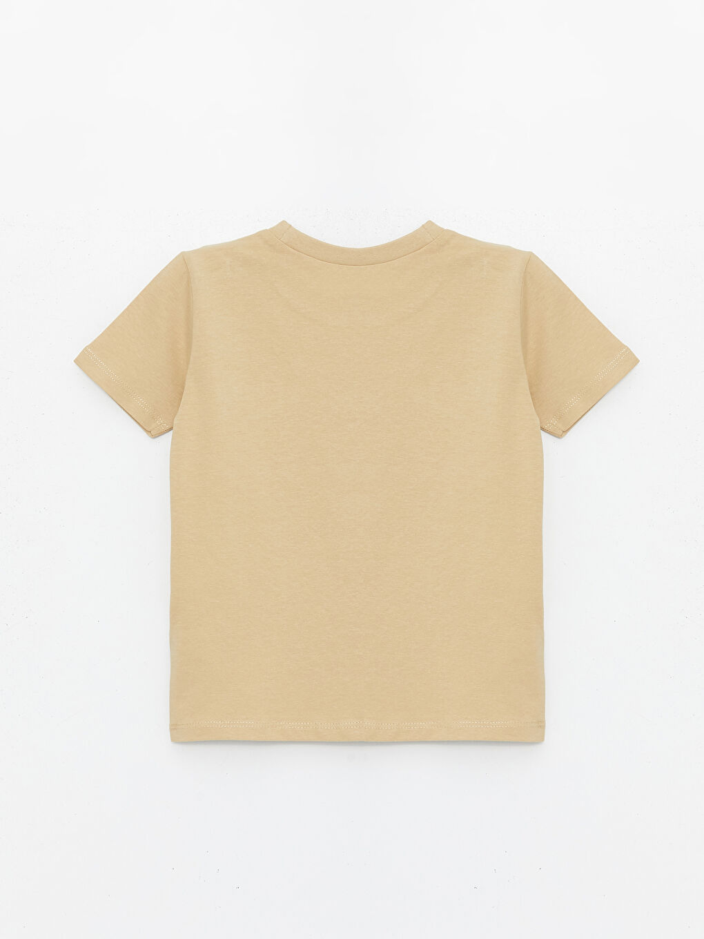 Bej Bisiklet Yaka Basic Erkek Bebek Tişört-1