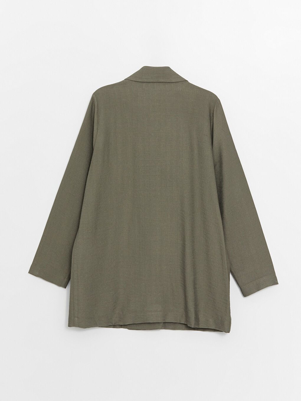 Haki Düz Uzun Kollu Kadın Ceket-6