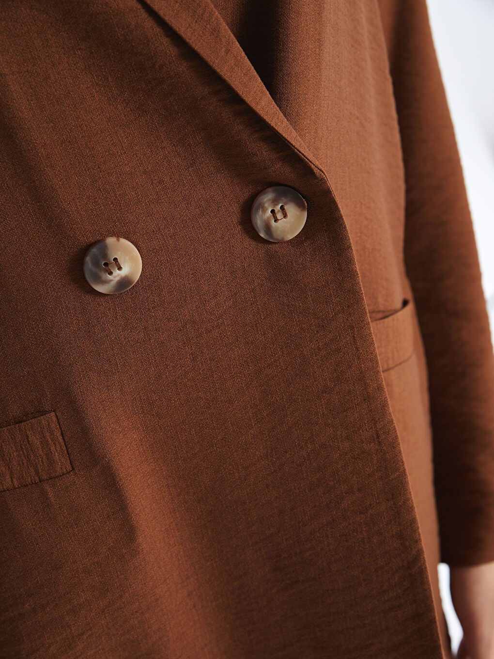 Kahverengi Düz Uzun Kollu Kadın Ceket-3