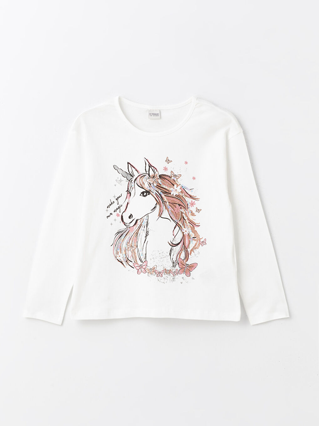Crew Neck Printed Long Sleeve Girl T-shirt -S47982Z4-R9J