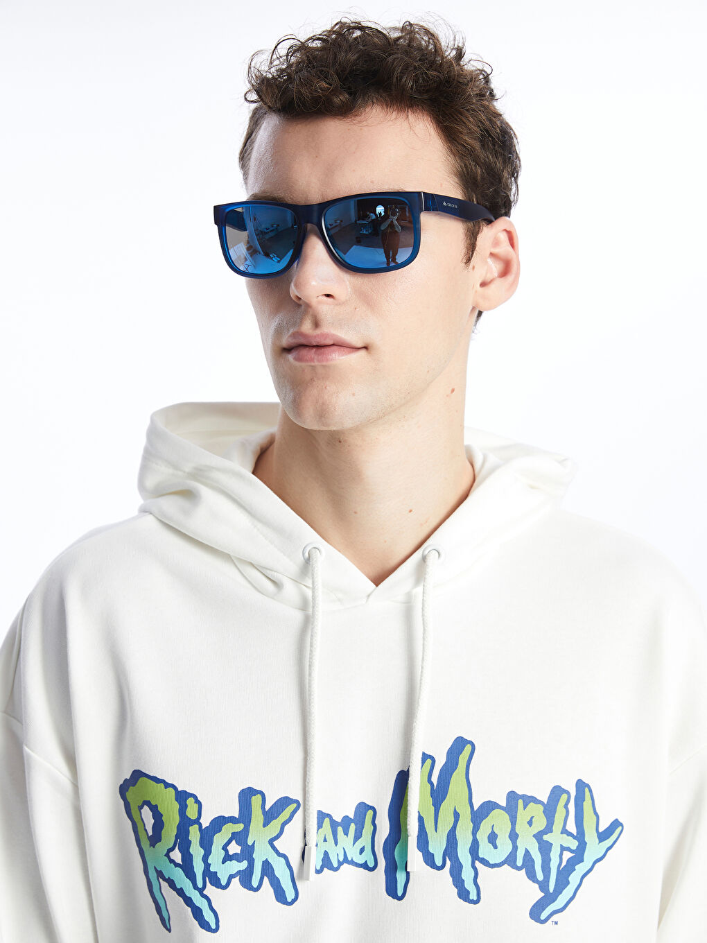 XSIDE Ekru Uzun Kollu Rick and Morty Baskılı Erkek Hoodie - 1