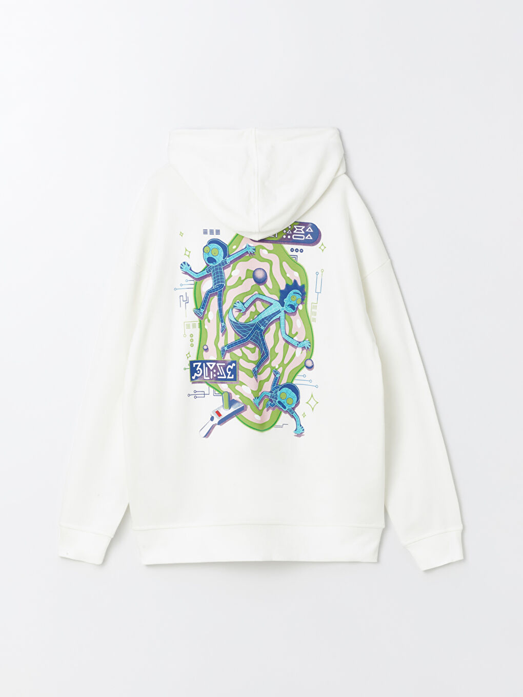 XSIDE Ekru Uzun Kollu Rick and Morty Baskılı Erkek Hoodie - 7