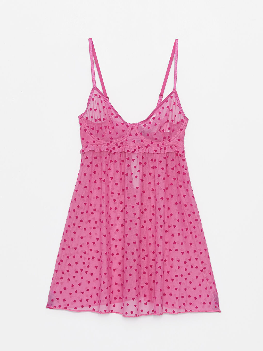 Pembe Balenli Dolgusuz Desenli Babydoll