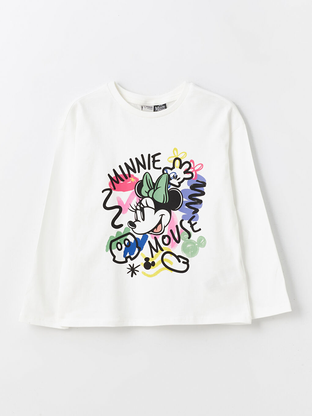 Crew Neck Minnie Mouse Printed Long Sleeve Girls T-Shirt -S48007Z4-FDU