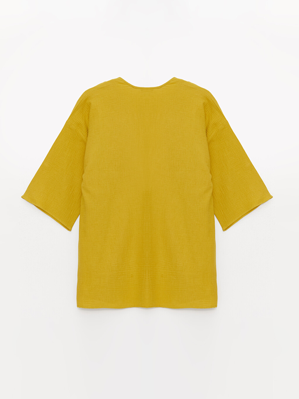 Bej Şal Yaka Oversize Müslin Kadın Kimono-6