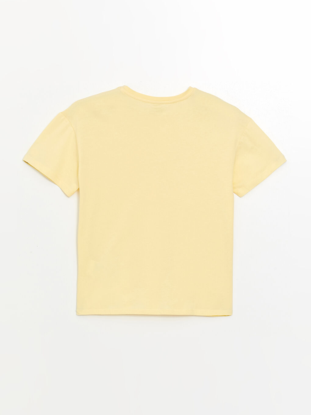 Sarı Bisiklet Yaka Baskılı Kısa Kollu Kız Çocuk Tişört-1