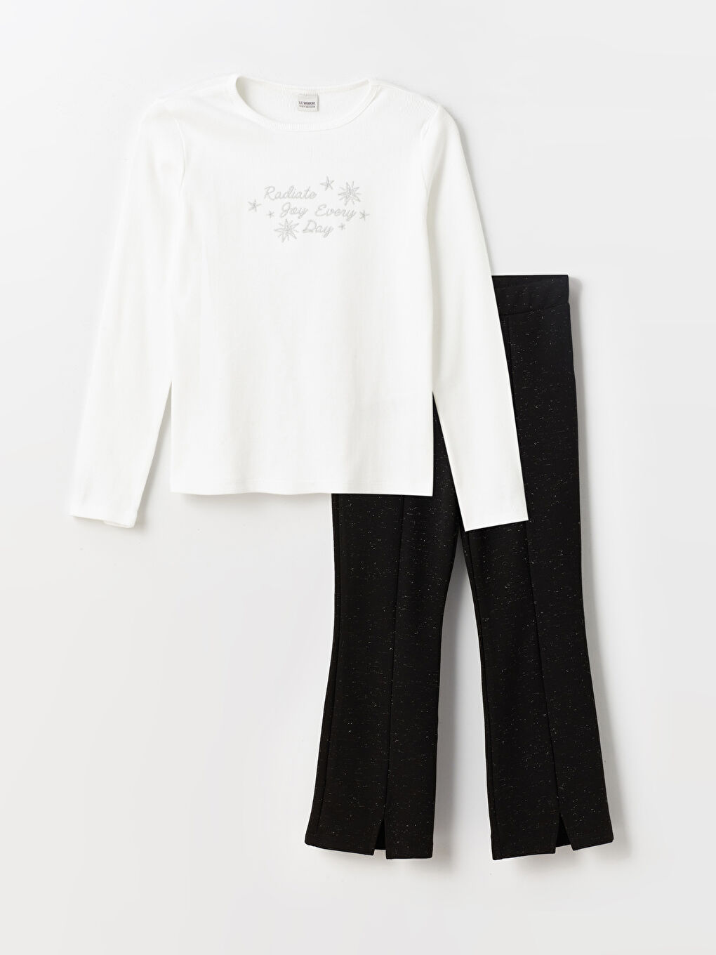 Crew Neck Long Sleeve Girls T-Shirt and Tights -S48036Z4-FFB