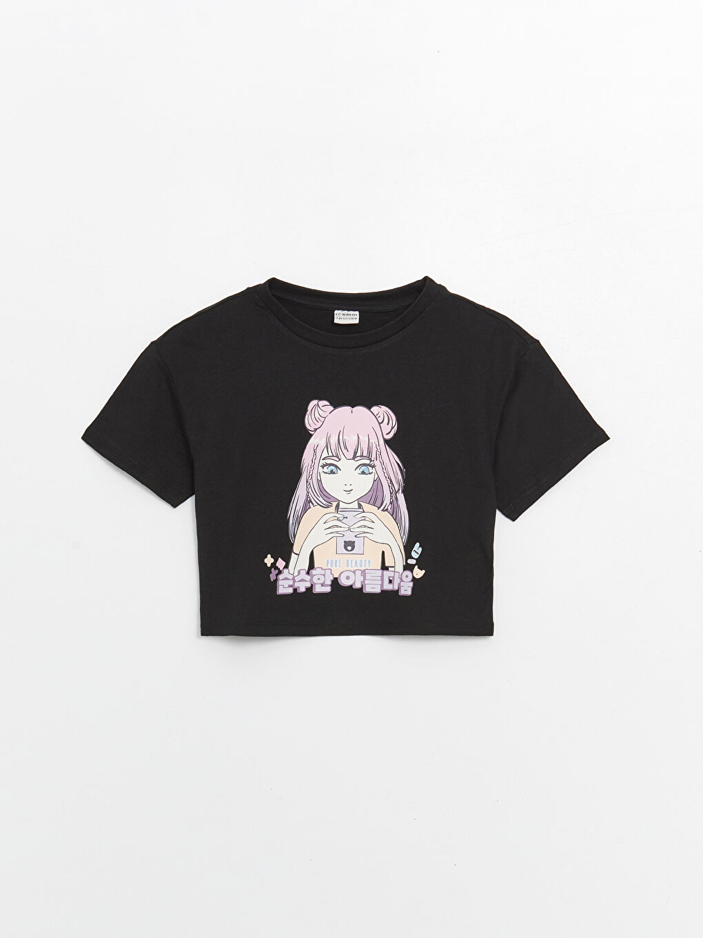 LCW Kids Rundhalsausschnitt Anime Bedrucktes Kurzarm T-Shirt für Mädchen -S48064Z4-CVL