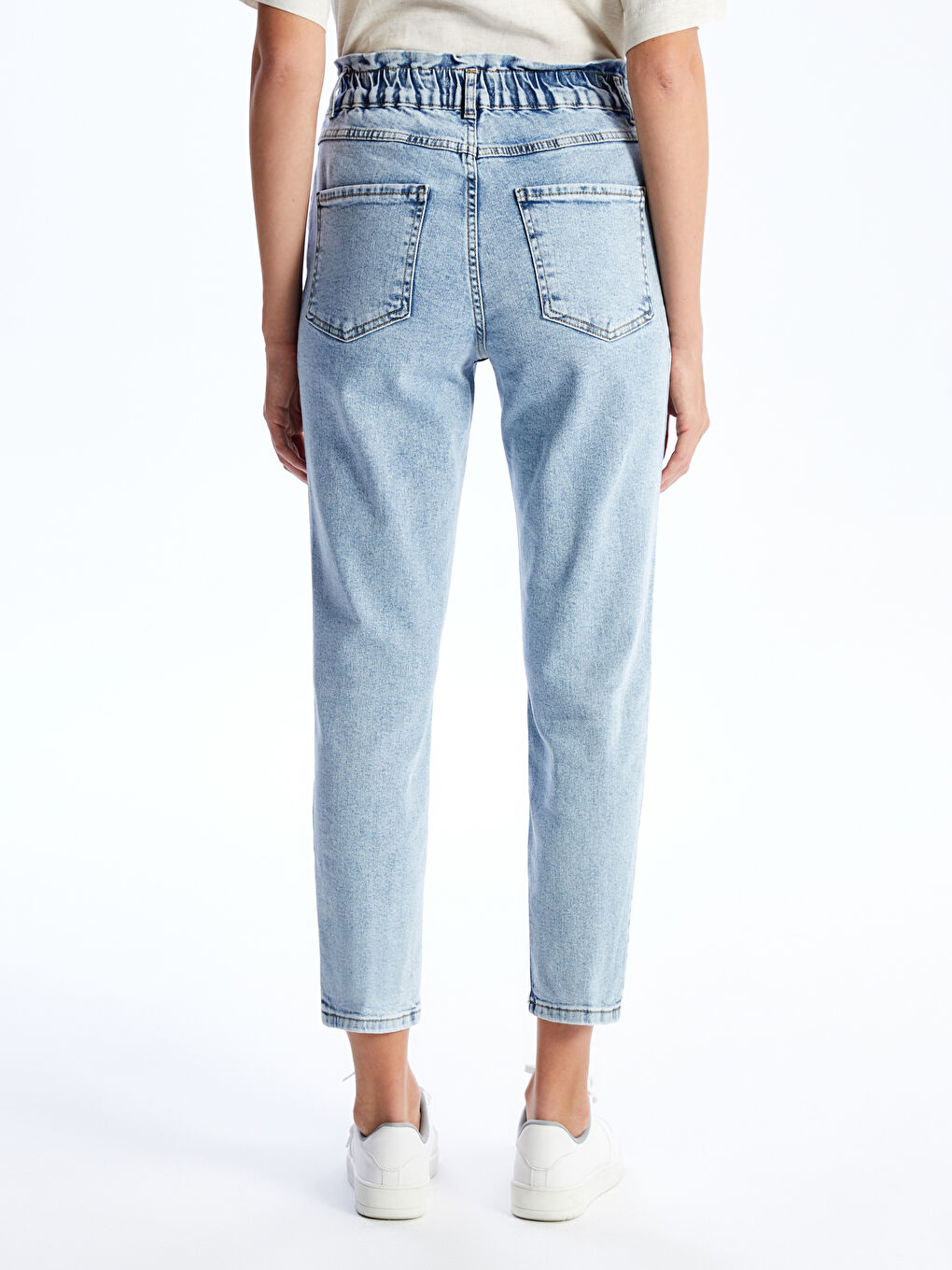 LCWAIKIKI Classic Indigo Beli Lastikli Slim Mom Kadın Jean Pantolon - 7