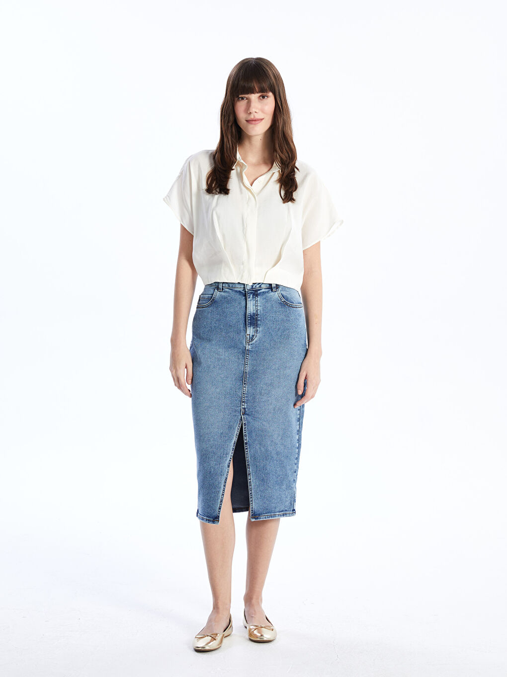 LCWAIKIKI Classic Дънкова пола за жени Slim Fit -S48115Z8-563