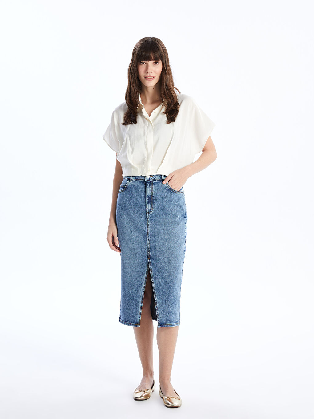 LCWAIKIKI Classic Дънкова пола за жени Slim Fit -S48115Z8-563