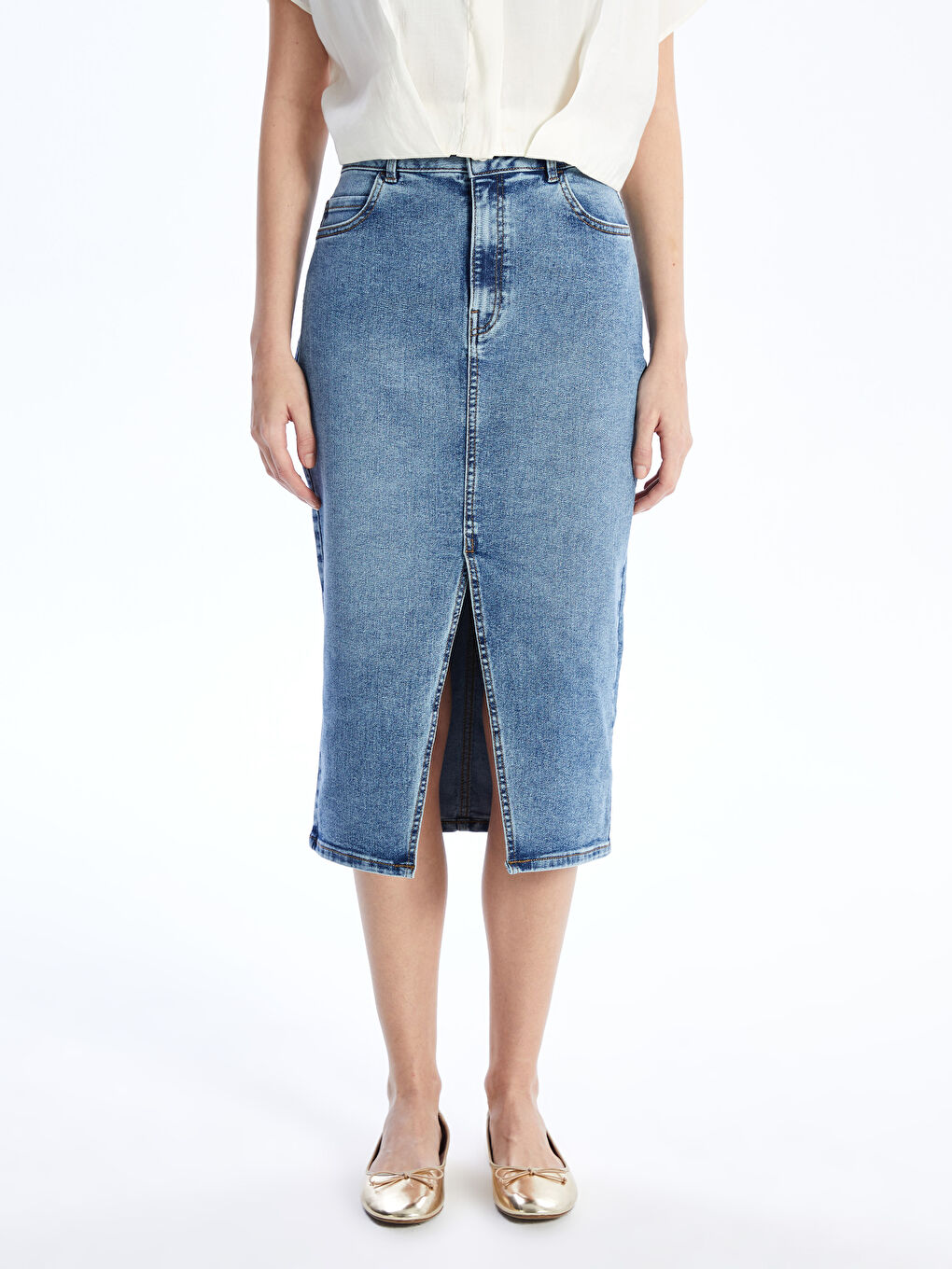 LCWAIKIKI Classic Дънкова пола за жени Slim Fit -S48115Z8-563