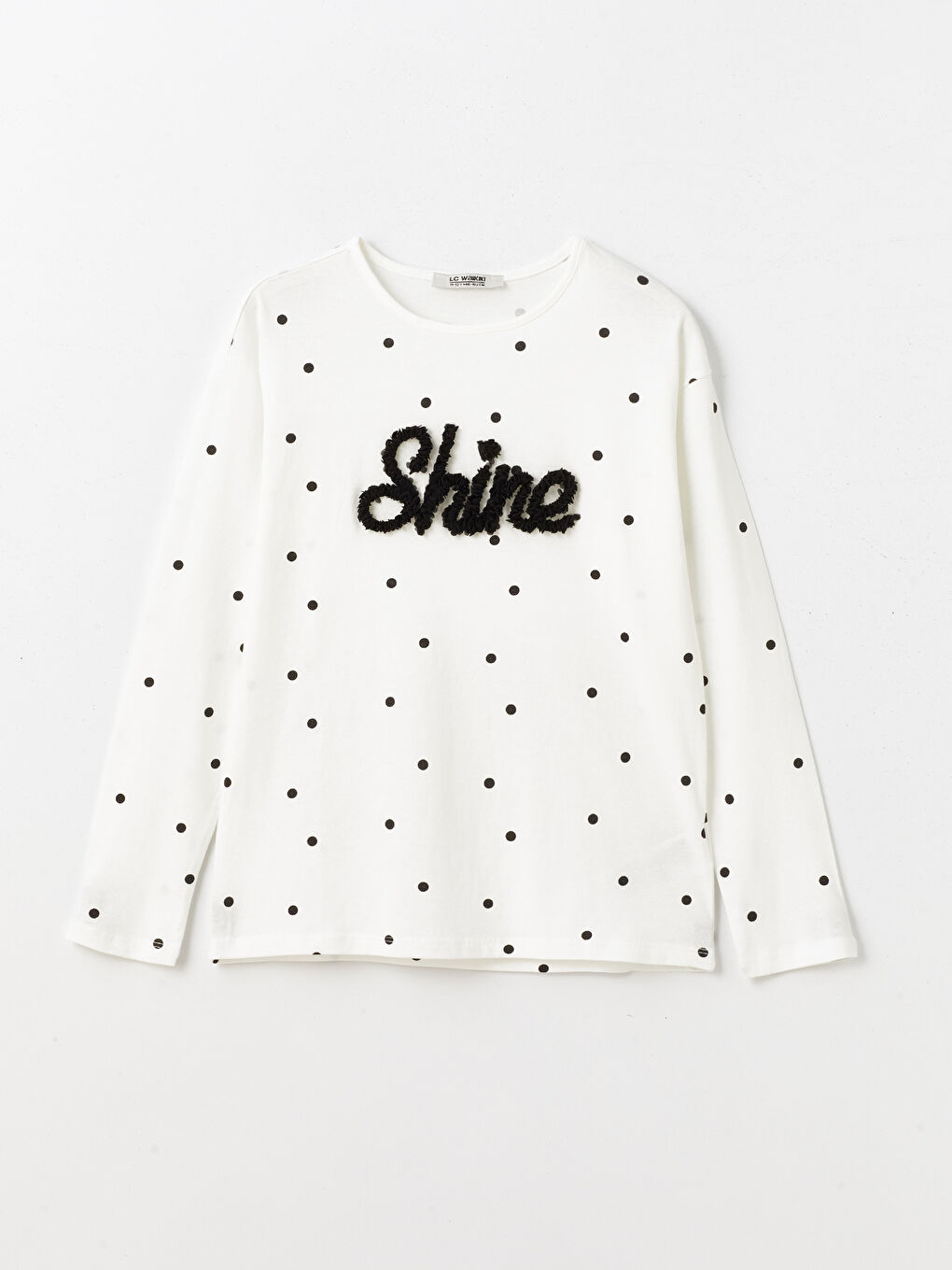 Crew Neck Polka Dot Long Sleeve Girls' T-Shirt -S48121Z4-LRA