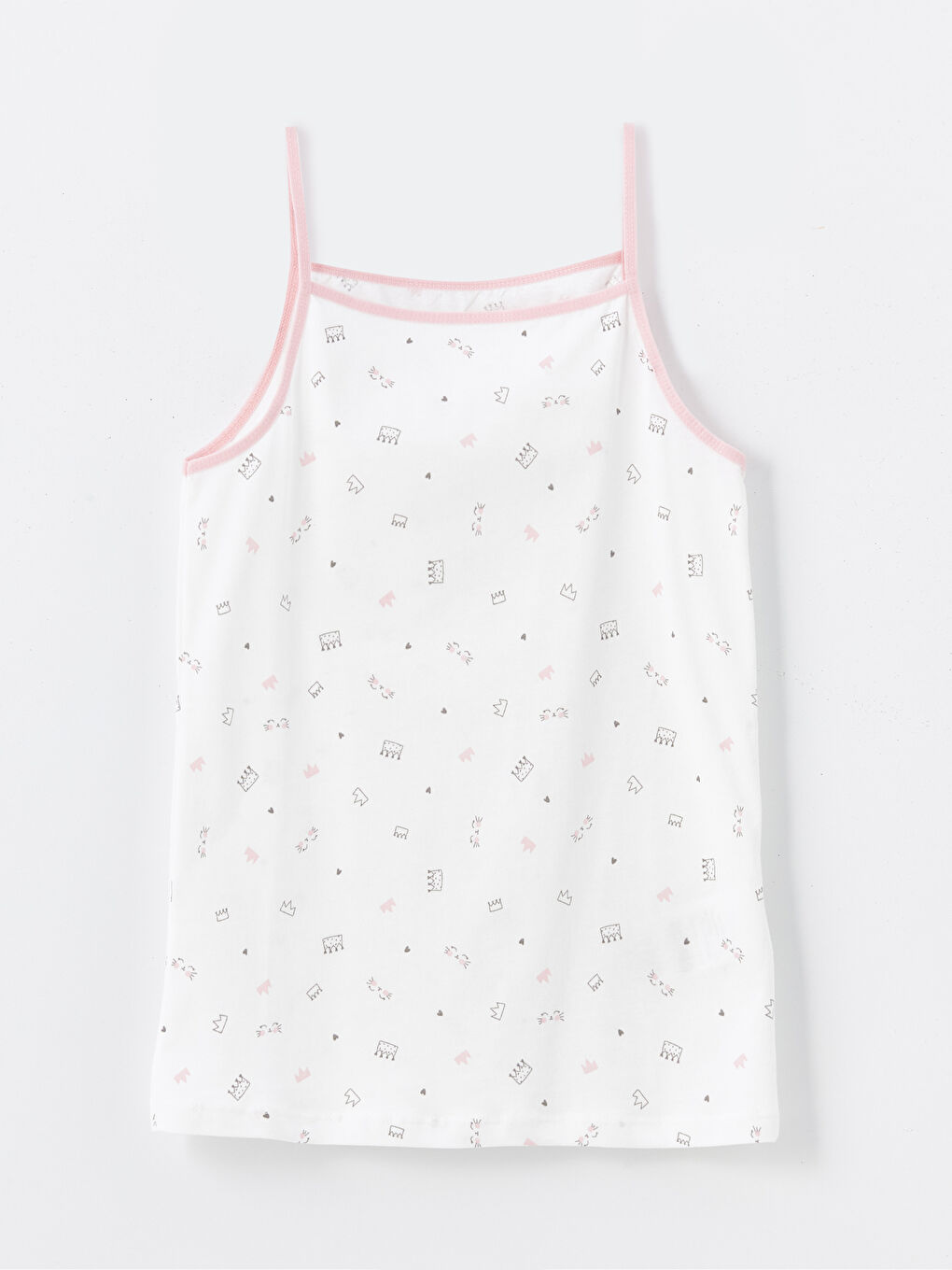 Ekru Kare Yaka Askılı Kız Çocuk Atlet