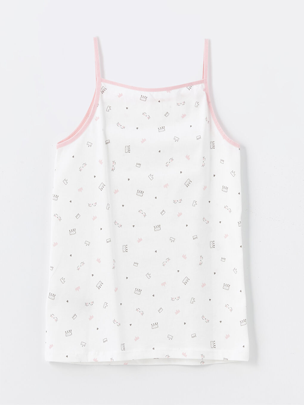 Ekru Kare Yaka Askılı Kız Çocuk Atlet-1